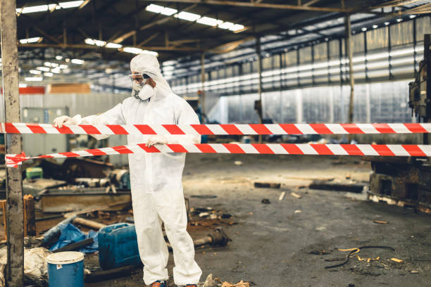 Professional Sewage Cleanup technician working in Garfield, AR